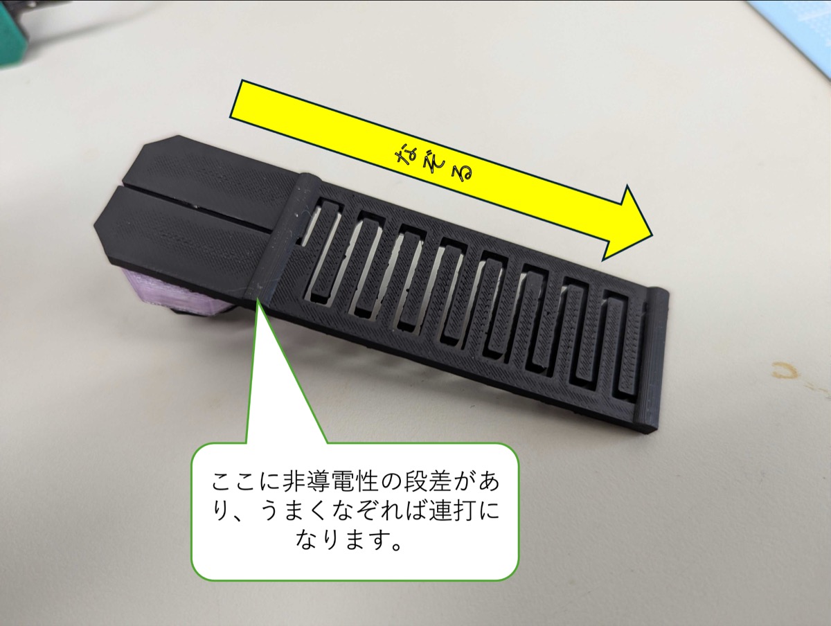 Scratch の外観。表面に非導電性の段差が並ぶ